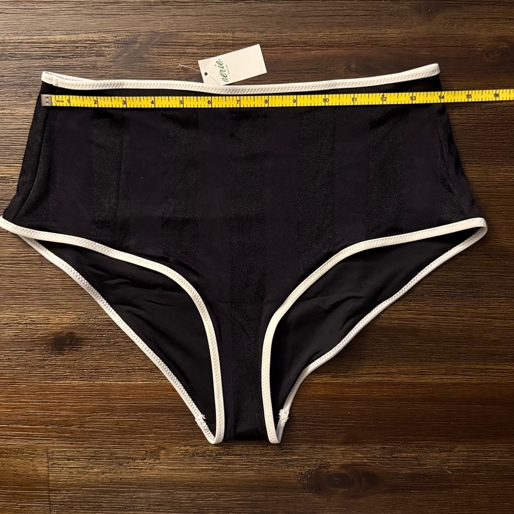 American Eagle Aerie High Waisted True Black Shine Bikini Bottom Large NWT - Picture 6 of 7